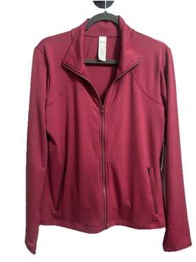 Isabella Active Wear Women's Mauve Pink Jacket Ruffle Back Peplum Size Large NWT